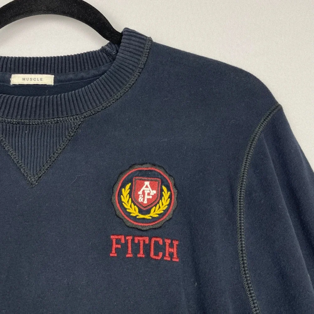 Vintage Y2K Abercrombie & Fitch Muscle Sweatshirt Mens L Navy Crest Logo A&F